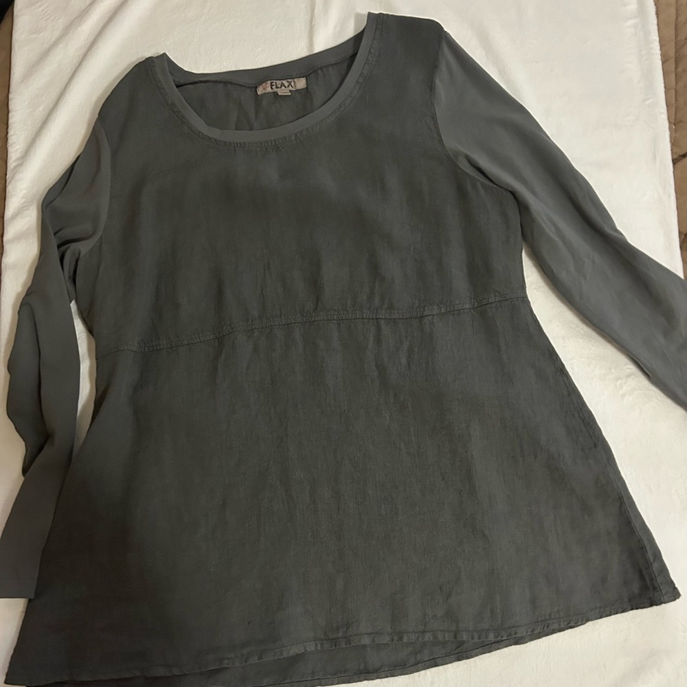Flax Charcoal Long Sleeve Tunic Top